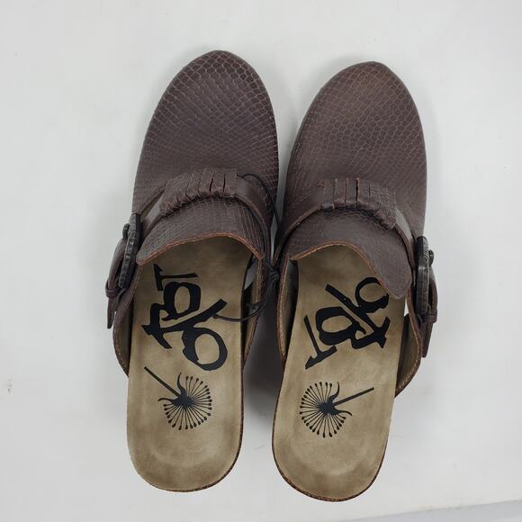 🤎 OTBT Rusk Brown Leather Buckle Wedge Mules 10 - Picture 5 of 13